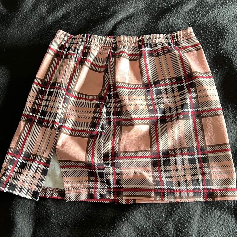 cute pink plaid miniskirt